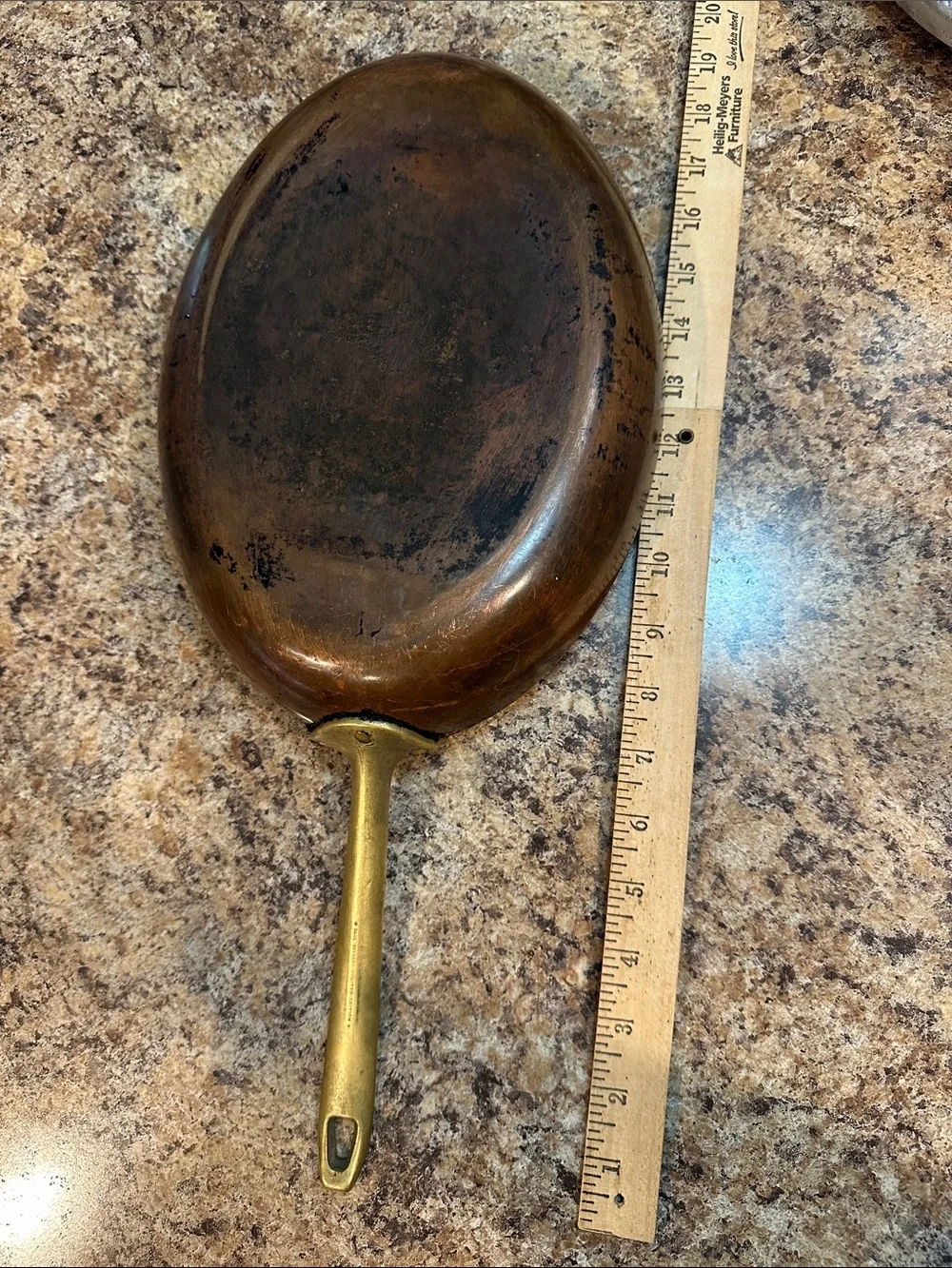 Revere Ware 1976 Brass-Handled Copper 12” Oval Frying Pan - Brown/Copper Finish